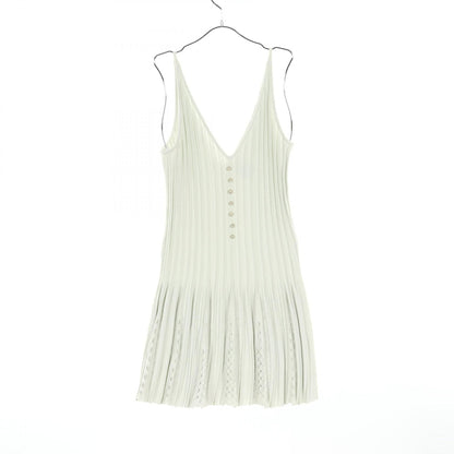 Chanel Coco Mark Pearl Button Dress P 43879k 04503 Cotton Rayon Green