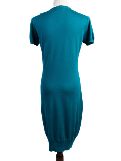Excellent Iceberg Green Silk Dress Size S with Unique Design