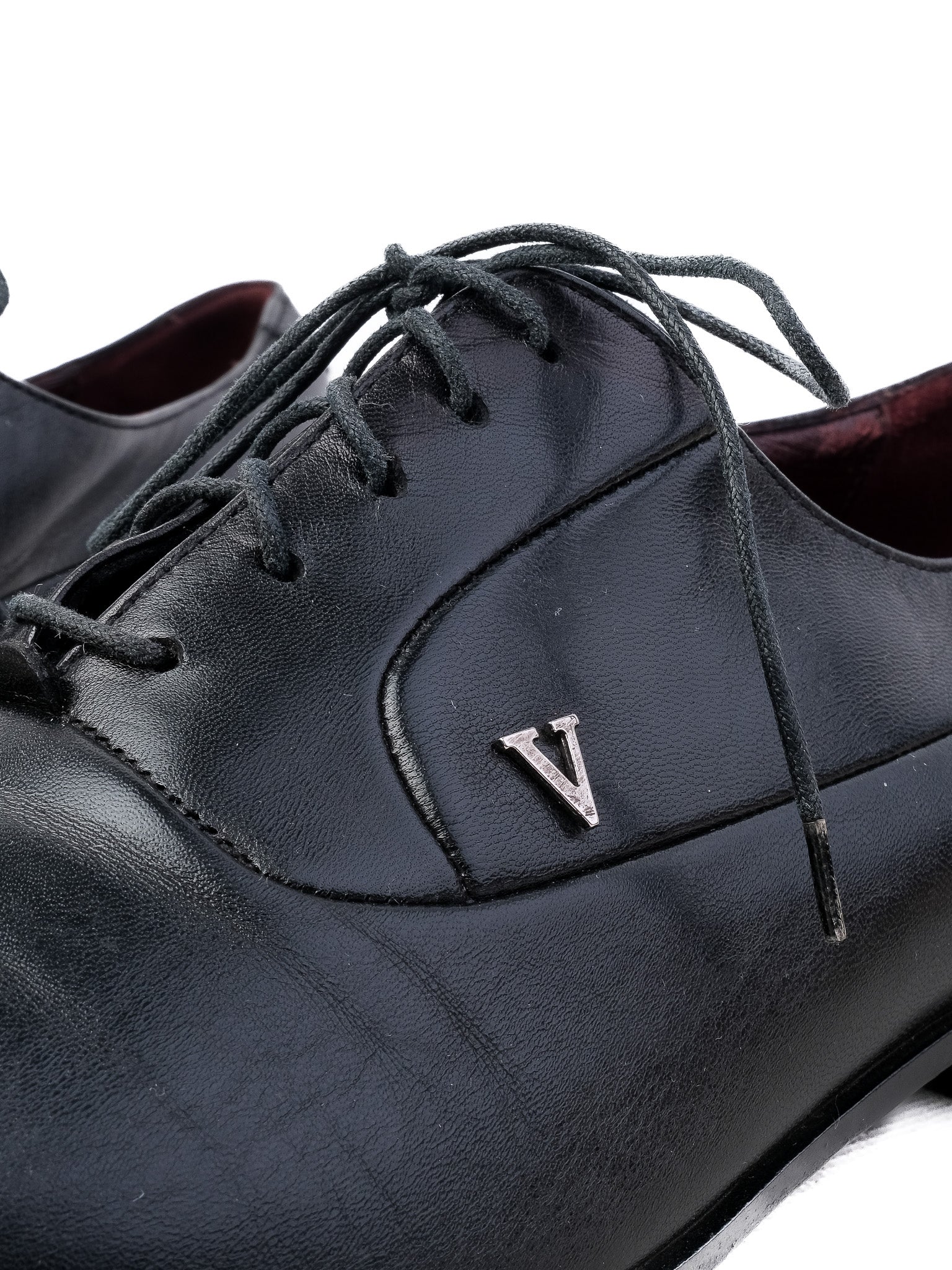 Excellent Valentino Black Leather Dress Shoes Size 42 for Men