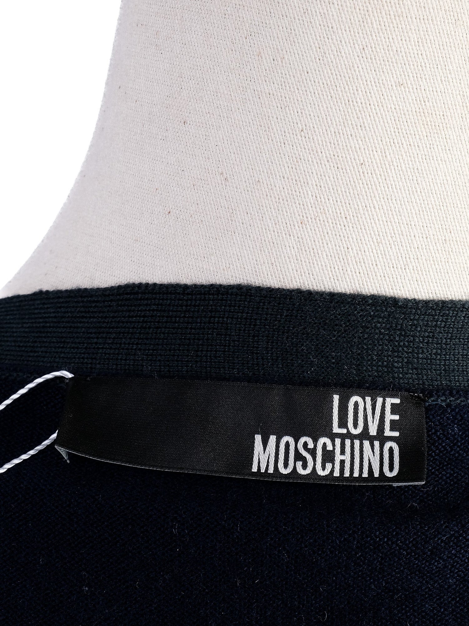 Excellent Love Moschino Navy Blue Wool Cardigan Size S