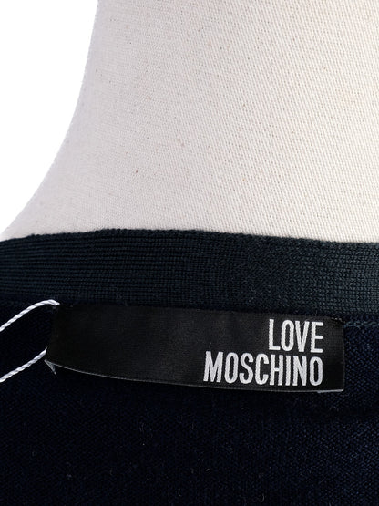 Excellent Love Moschino Navy Blue Wool Cardigan Size S