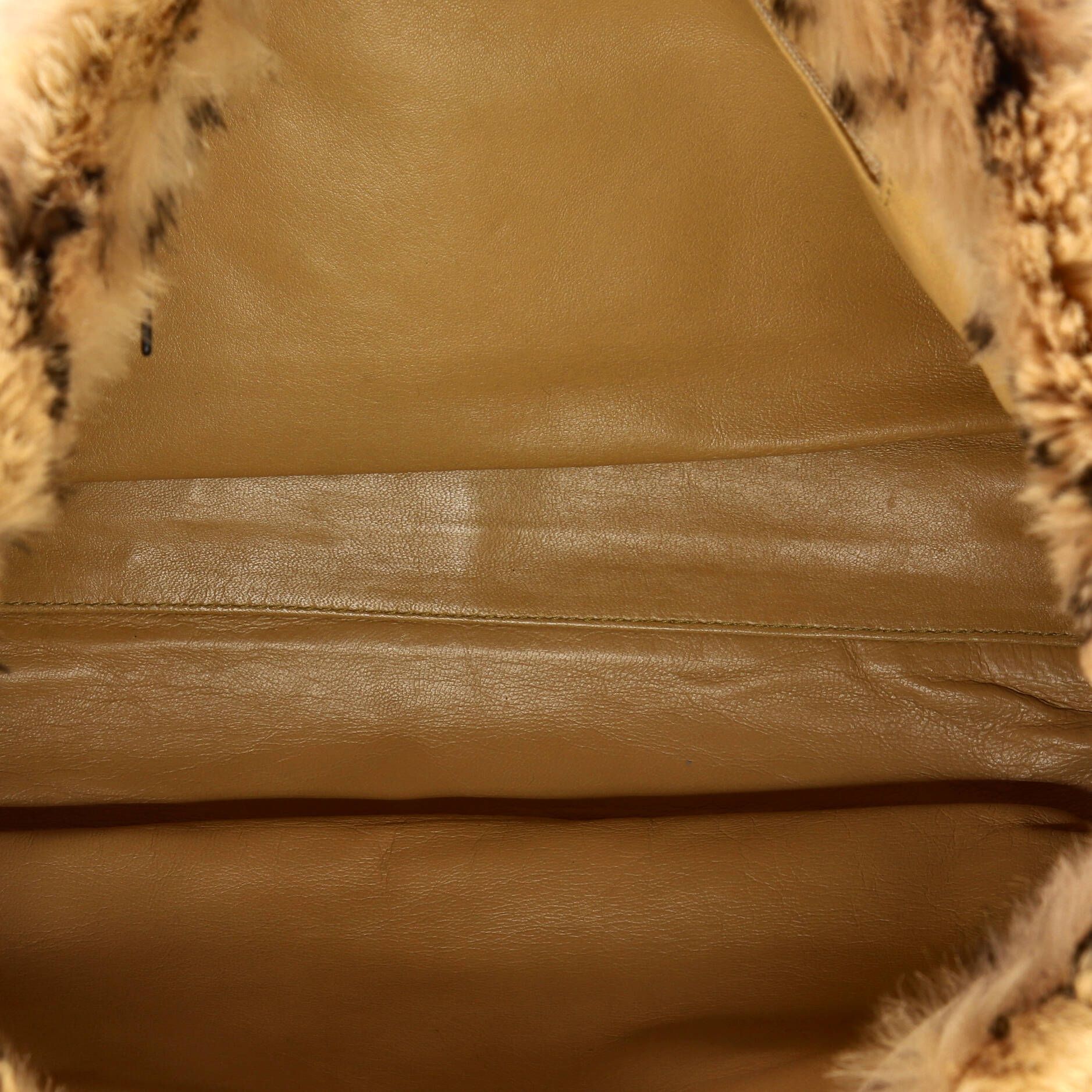 Chanel Vintage Cc Chain Tote Printed Lapin Fur Medium