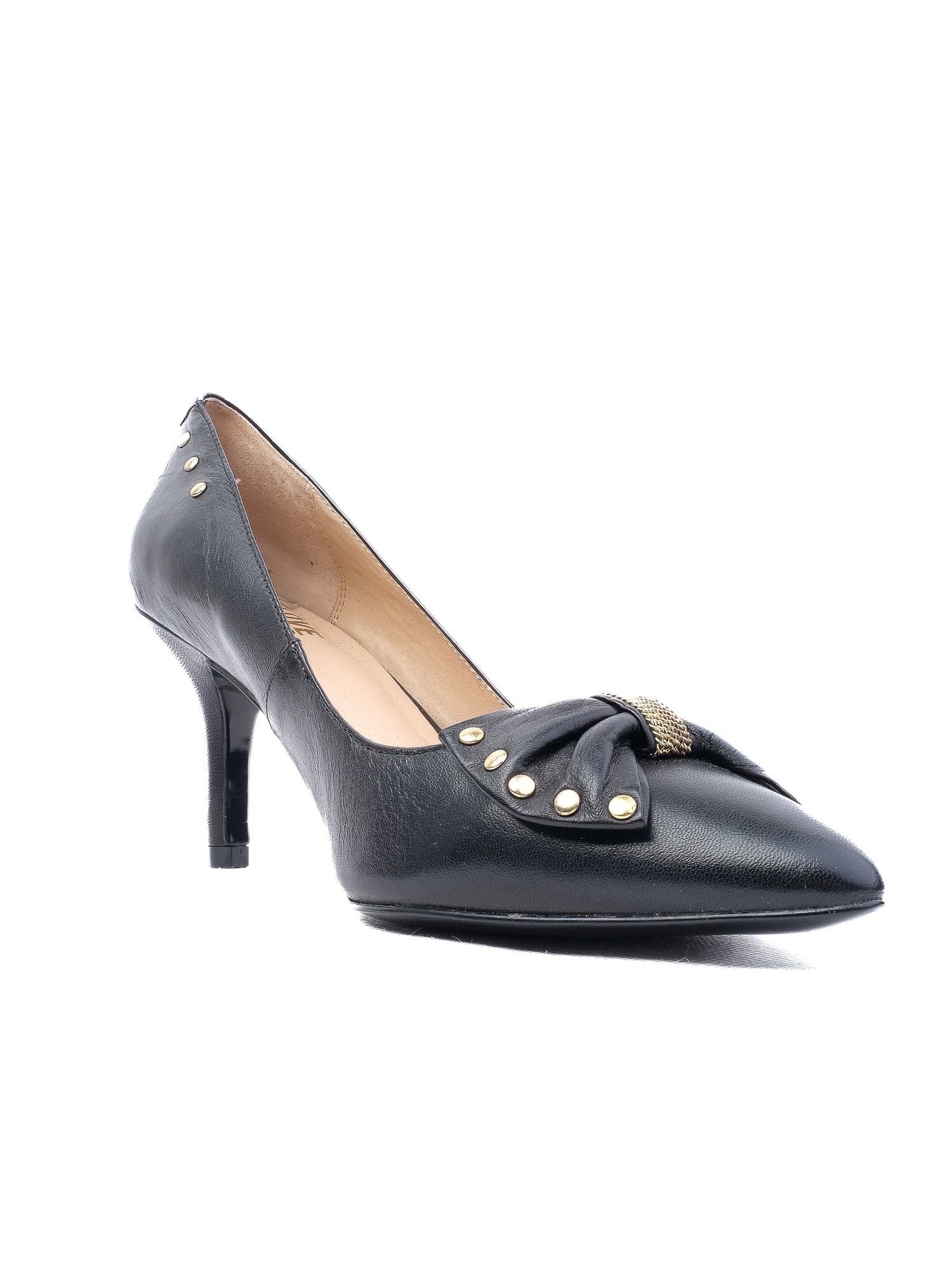 Perfect Moschino Black Leather High-Heeled Shoes Size 39 with Gold Accents