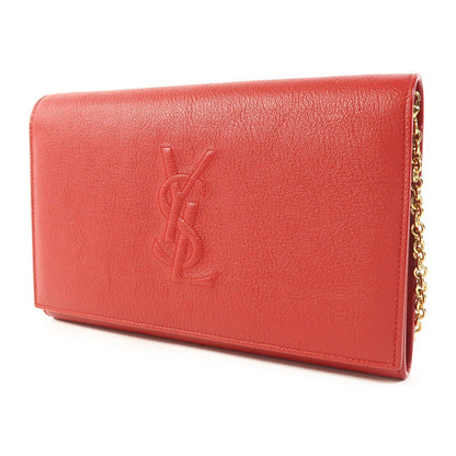 Saint Laurent Cowhide Leather Belle De Jour Wallet On Chain Golden Cross Shoulder Back Bag Red Calfsk