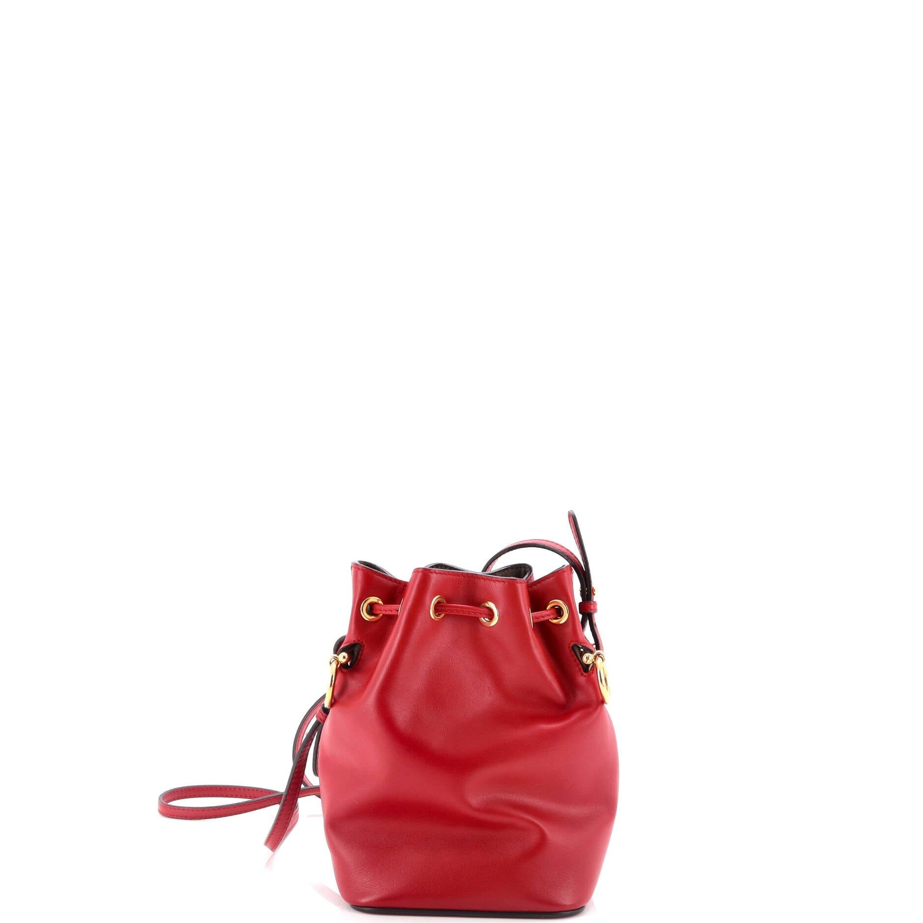 Fendi Monster Mon Tresor Bucket Bag Leather Mini