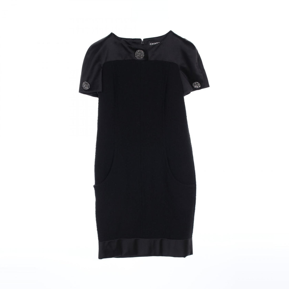 Chanel Black Bijoux Dress Wool Silk P 52338w 05713
