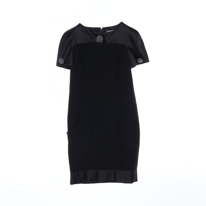 Chanel Black Bijoux Dress Wool Silk P 52338w 05713