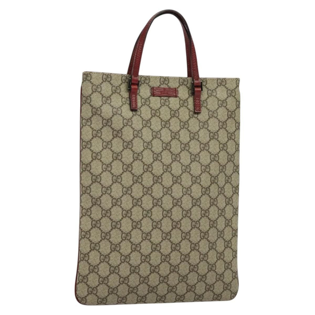 Gucci Gg Supreme Hand Bag Pvc Beige Silver 117551 Auth