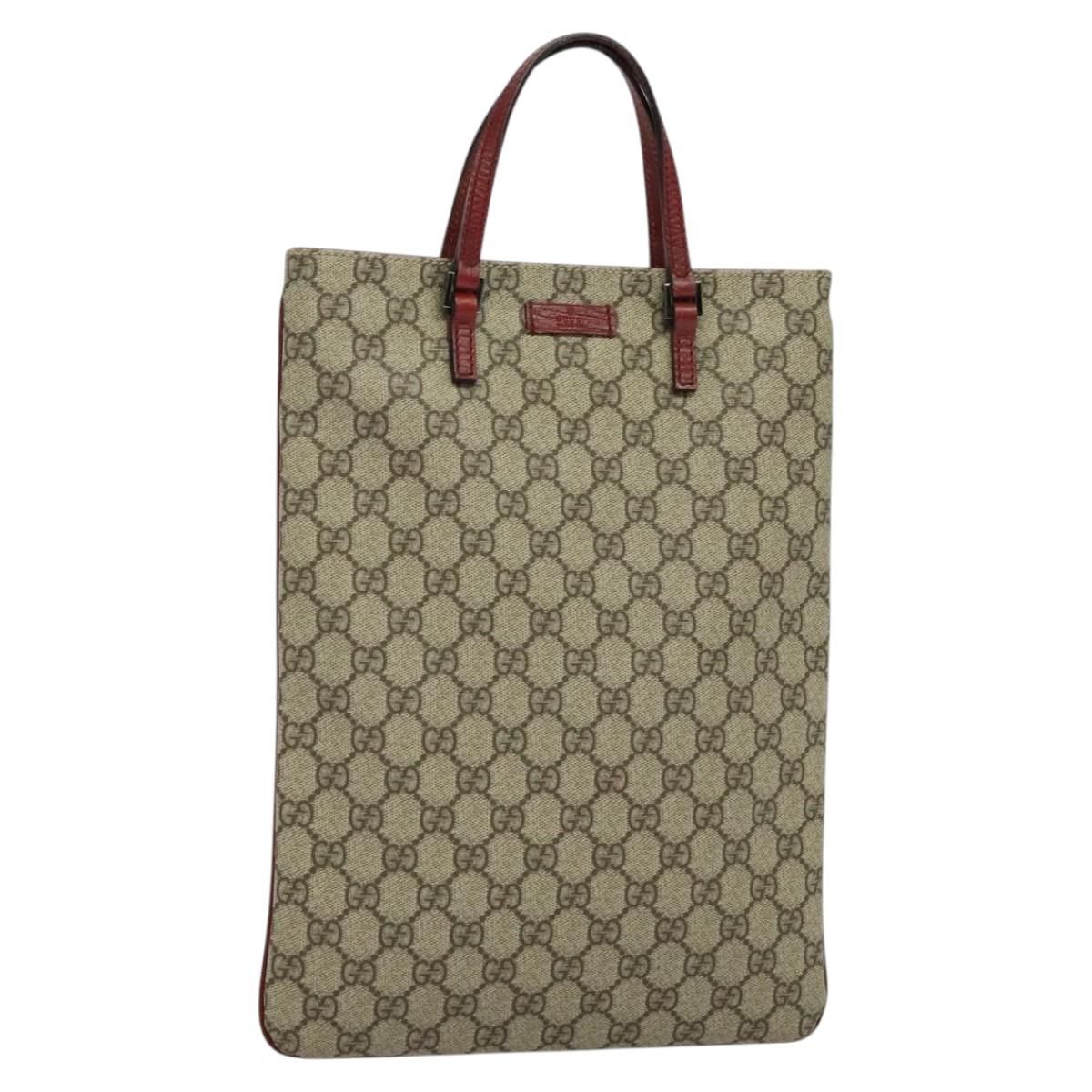 Gucci Gg Supreme Hand Bag Pvc Beige Silver 117551 Auth