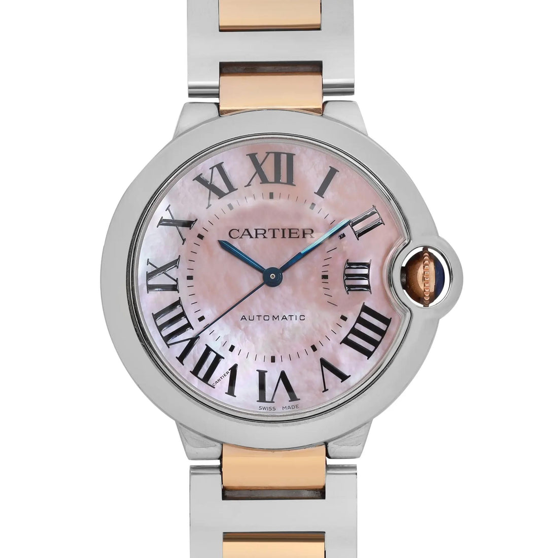 Cartier Ballon Bleu 36mm 18K Rose Gold Steel Pink MOP Dial Ladies Watch W6920033