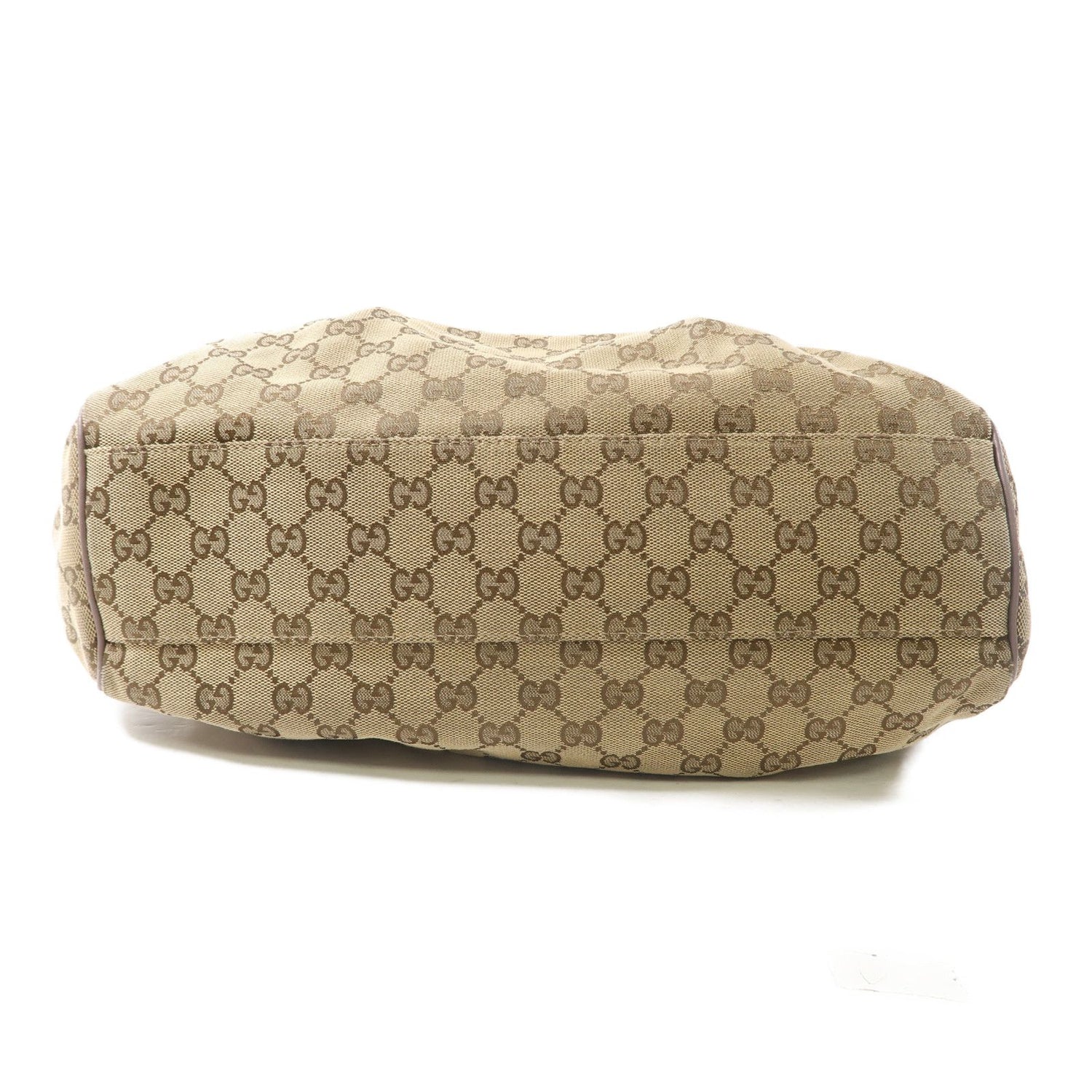 Gucci Canvas Sukey Tote Gold Hand-turned Bag Palm Color Handbag Brown Brown Gg Canvas 211944