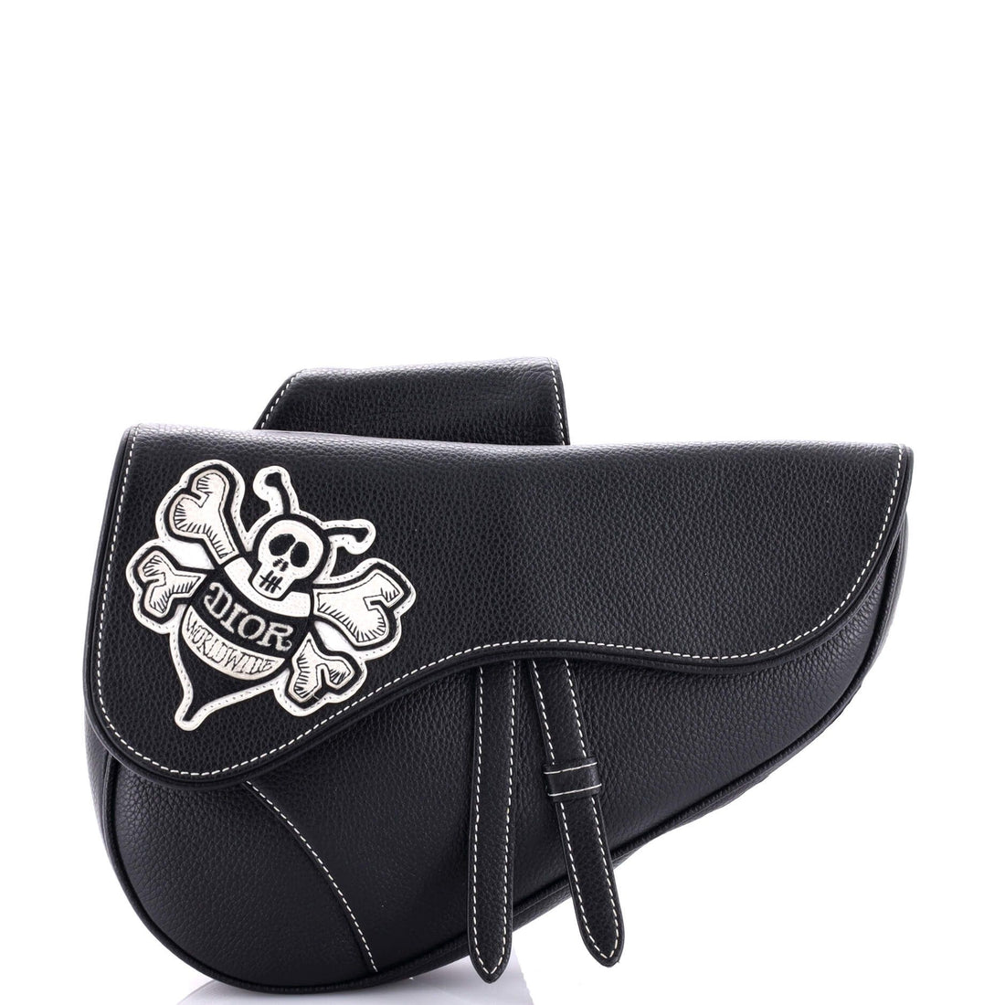 Christian Dior Shawn Stussy Saddle Crossbody Bag Leather With Applique