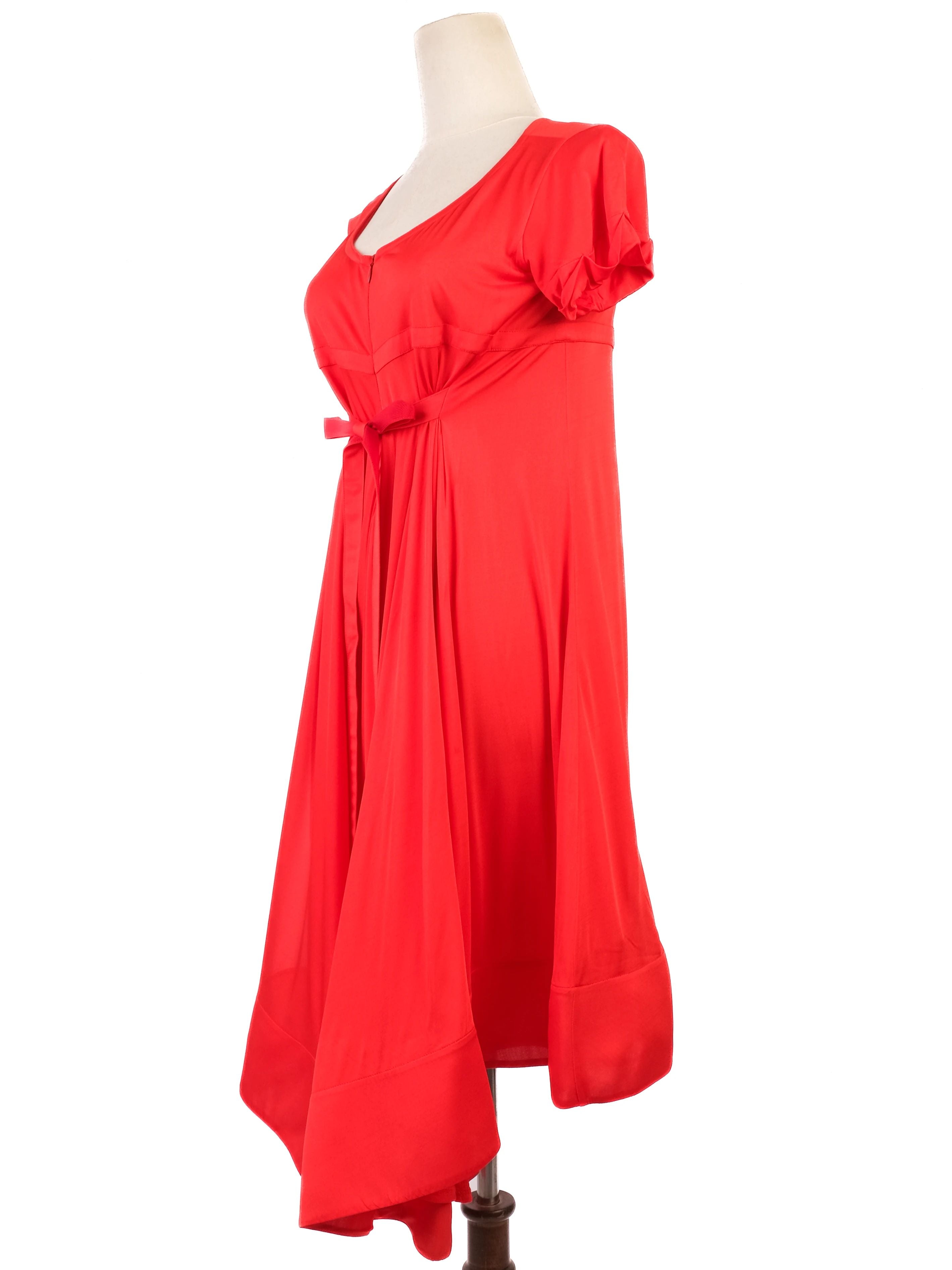Excellent Celine Red Dress Size M with Bow Detail Viscose
