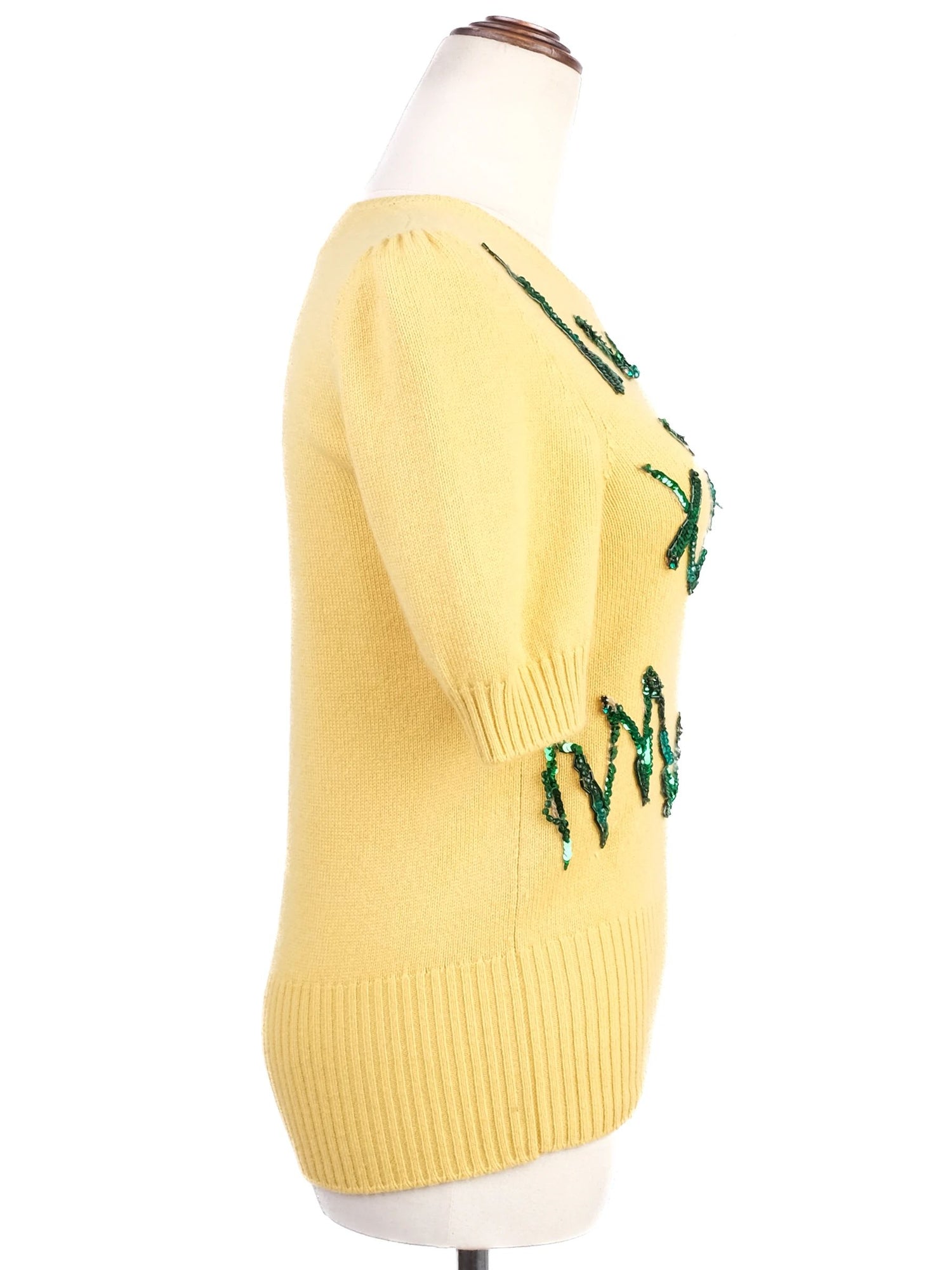 Excellent Dolce Gabbana Yellow Cashmere Sweater Size XS
