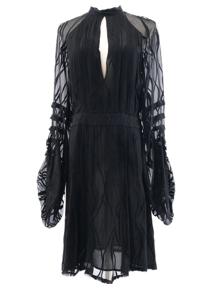 Excellent Barbara Bui Black Sheer Dress Size M with Long Sleeves