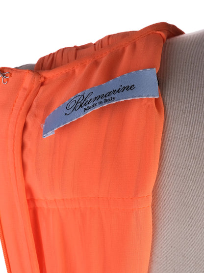 Excellent Blumarine Orange Sleeveless Pleated Dress Size M