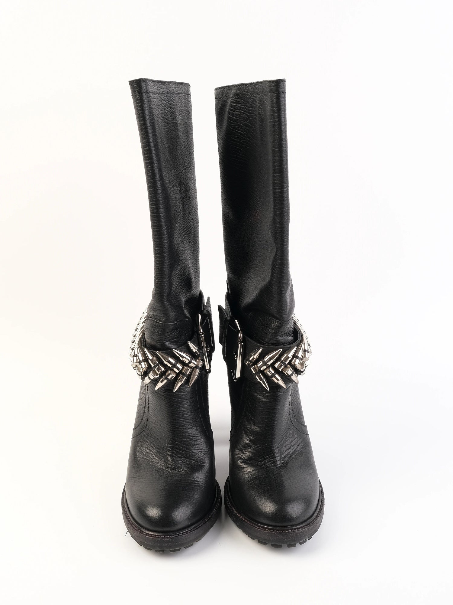 Excellent Gianmarco Lorenzi Black Leather High-Heeled Boots Size 38