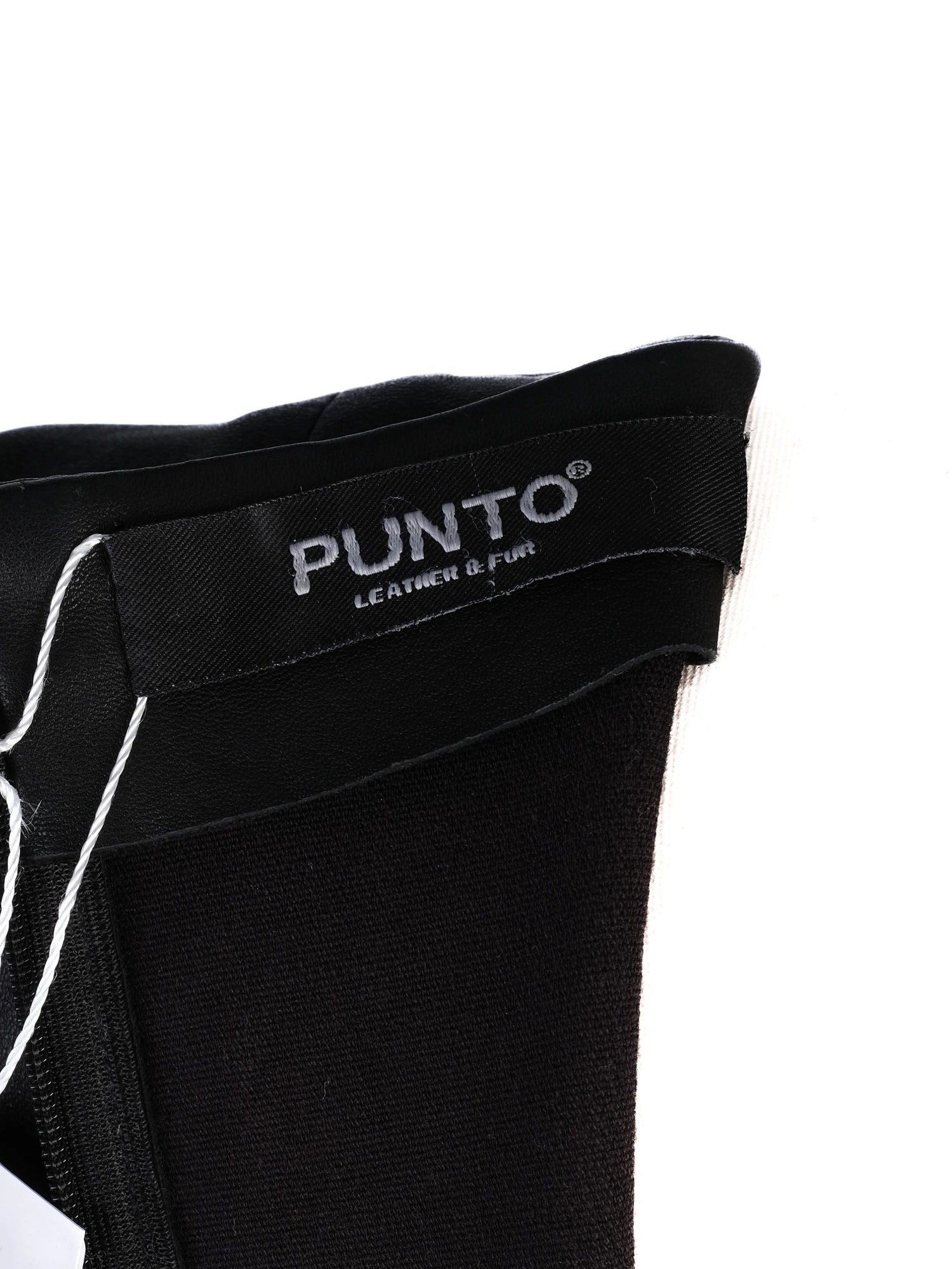 Excellent Punto Black Leather Short-Sleeve Dress Size M