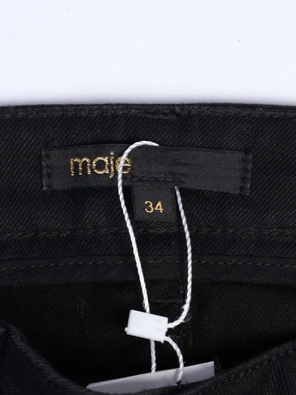 Excellent Maje Black Cotton Patchwork Slim Fit Jeans Size XS