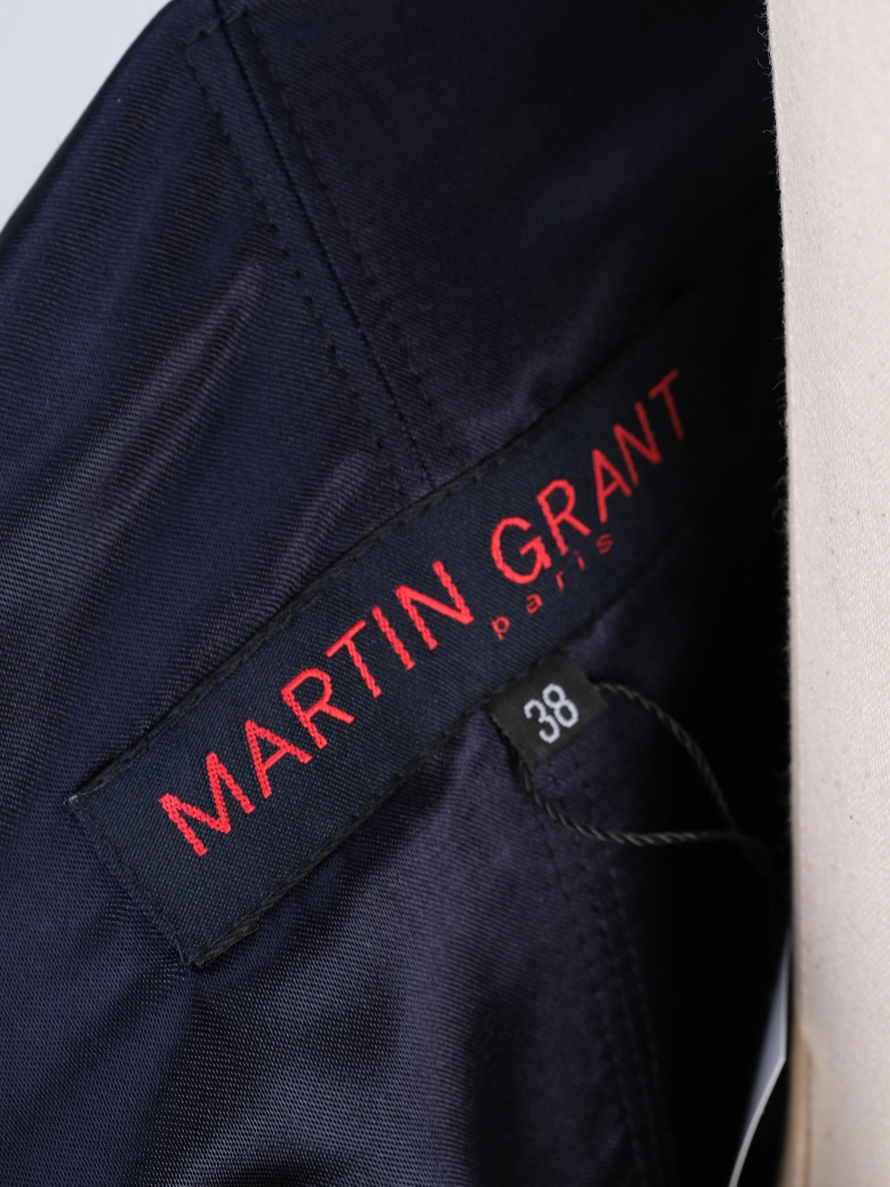 Martin Grant Paris Black &amp; White Floral Silk Peplum Dress Size M