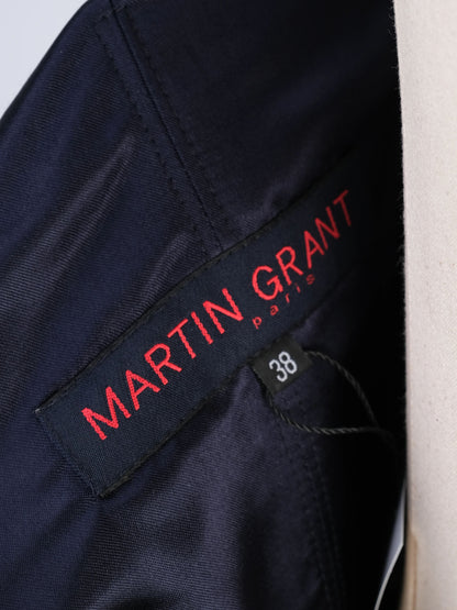 Martin Grant Paris Black &amp; White Floral Silk Peplum Dress Size M