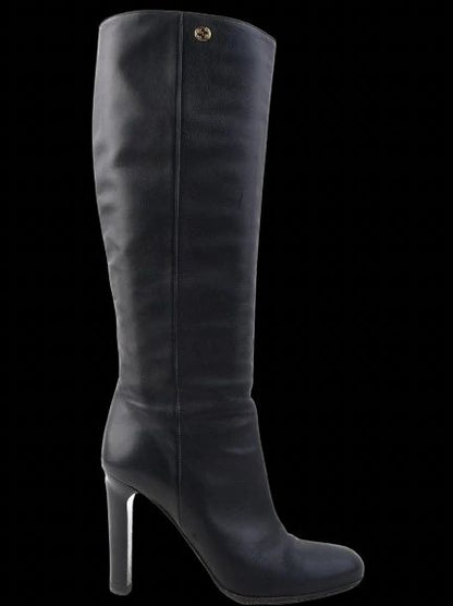 Gucci Black Knee-High Boots Leather Size 37.5 Excellent Condition
