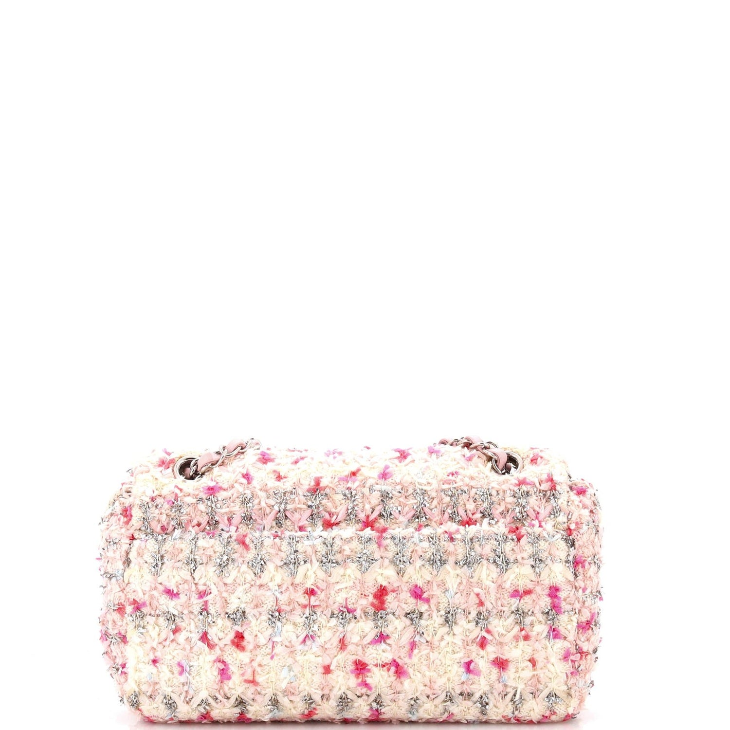 Chanel Classic Double Flap Bag Quilted Tweed And Ribbon Medium