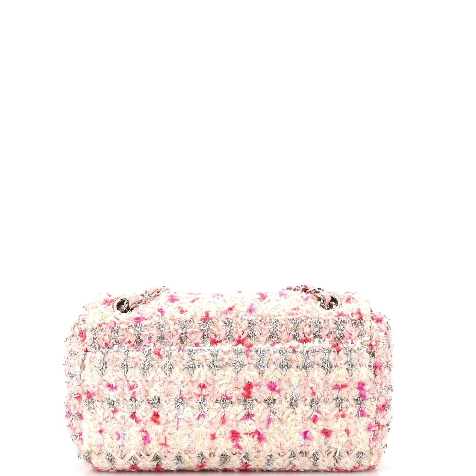 Chanel Classic Double Flap Bag Quilted Tweed And Ribbon Medium