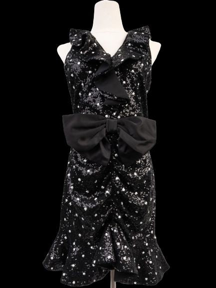 Good H&amp;M Giambattista Black Sleeveless Dress with Sequins Size M