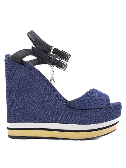 Perfect Patrizia Pepe Blue Woven Platform Wedge Sandals Size 35