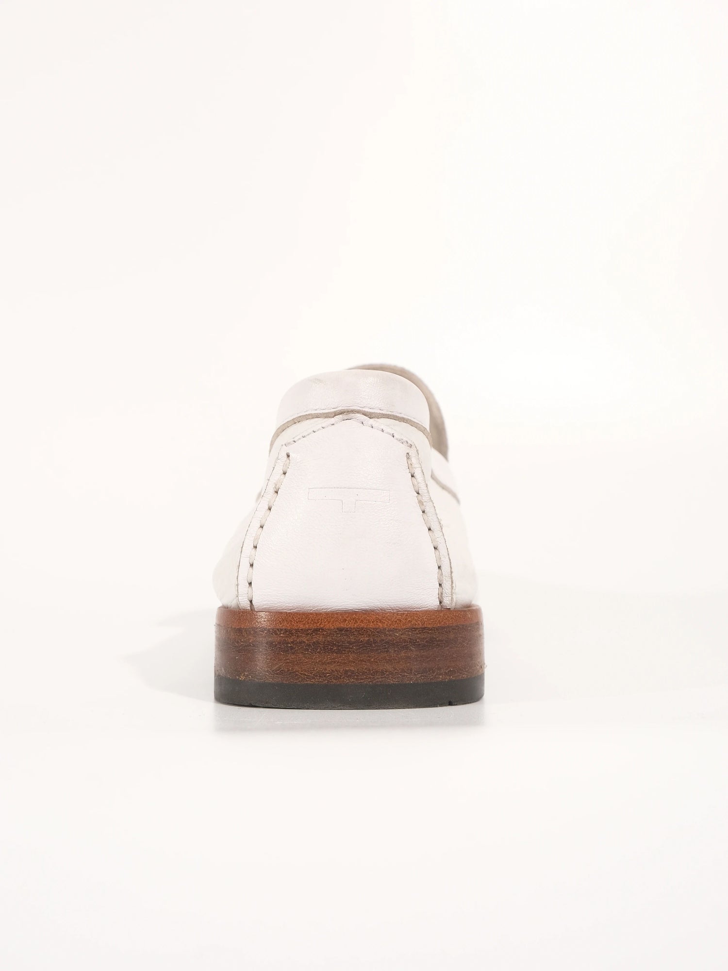 Excellent A.Testoni White Leather Loafers Size 43 with Wooden Sole
