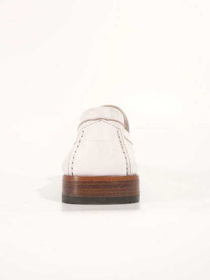 Excellent A.Testoni White Leather Loafers Size 43 with Wooden Sole