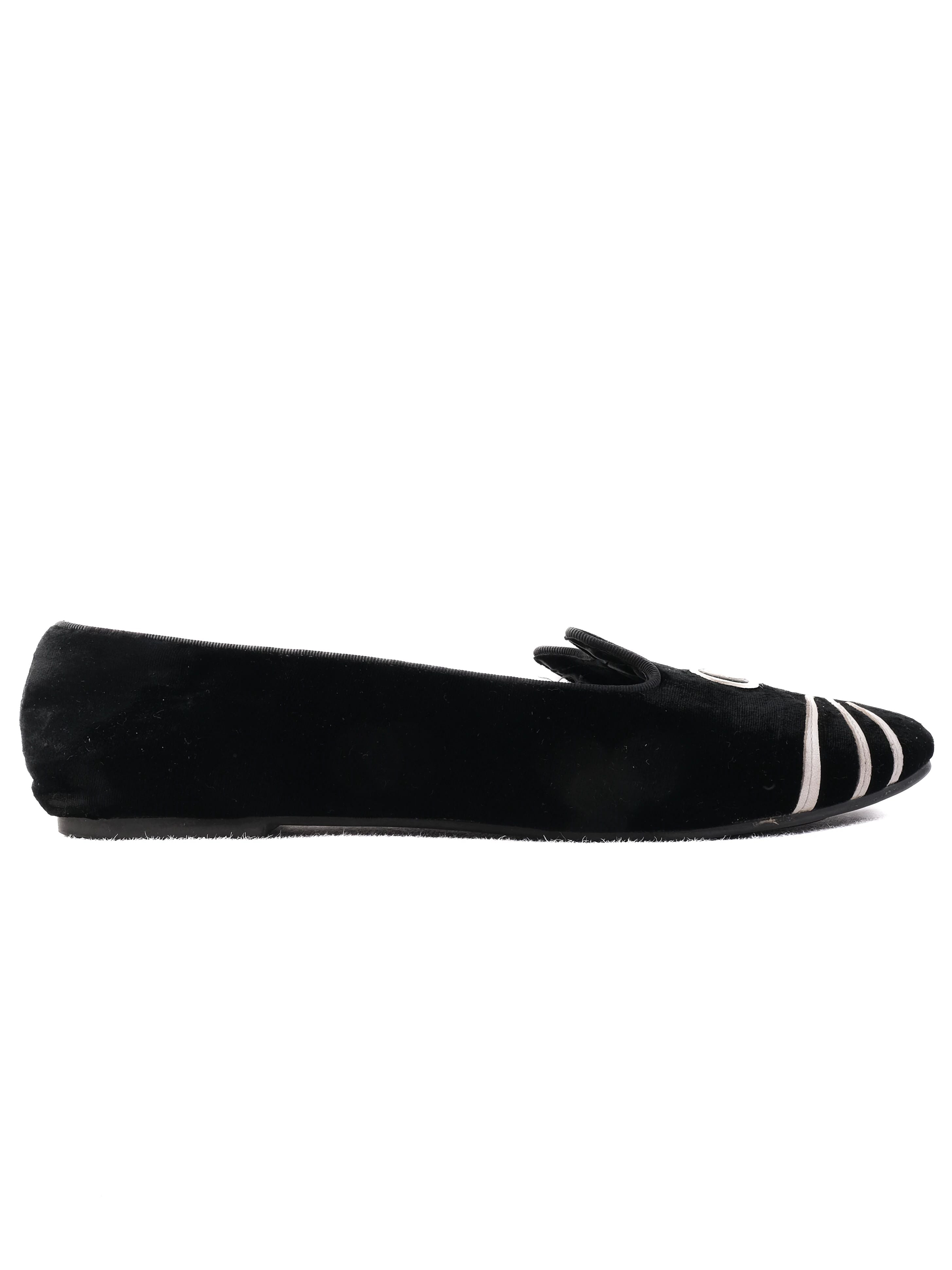 NEW Marc Jacobs Black Velvet Cat Face Flat Shoes Size 41