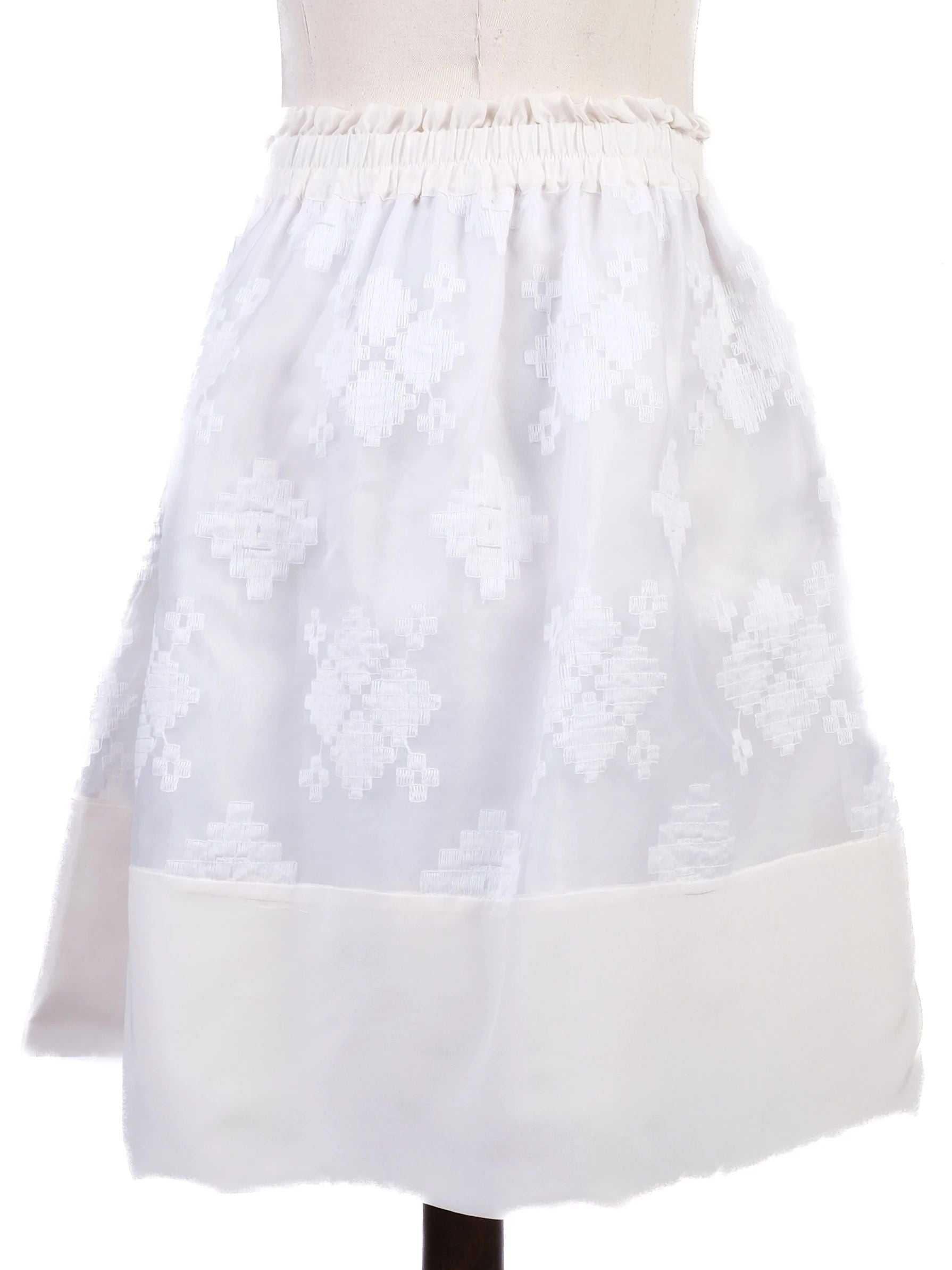 NEW By Malene Birger White Skirt XS Nylon with Embroidered Design