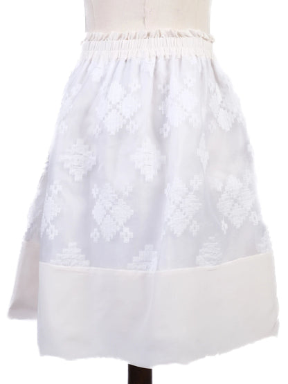 NEW By Malene Birger White Skirt XS Nylon with Embroidered Design