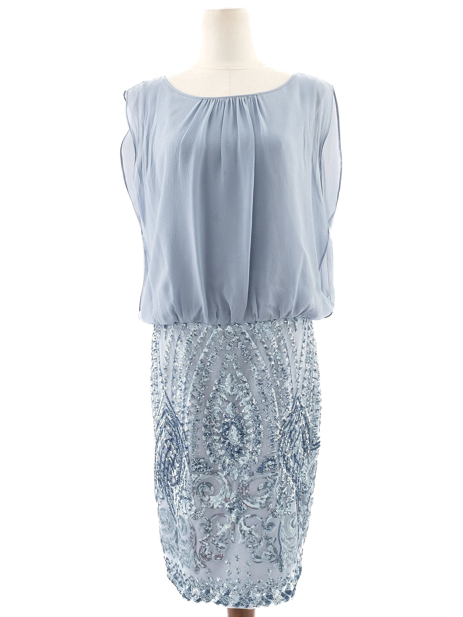 Excellent Luisa Spagnoli Blue Silk Evening Dress Size XL