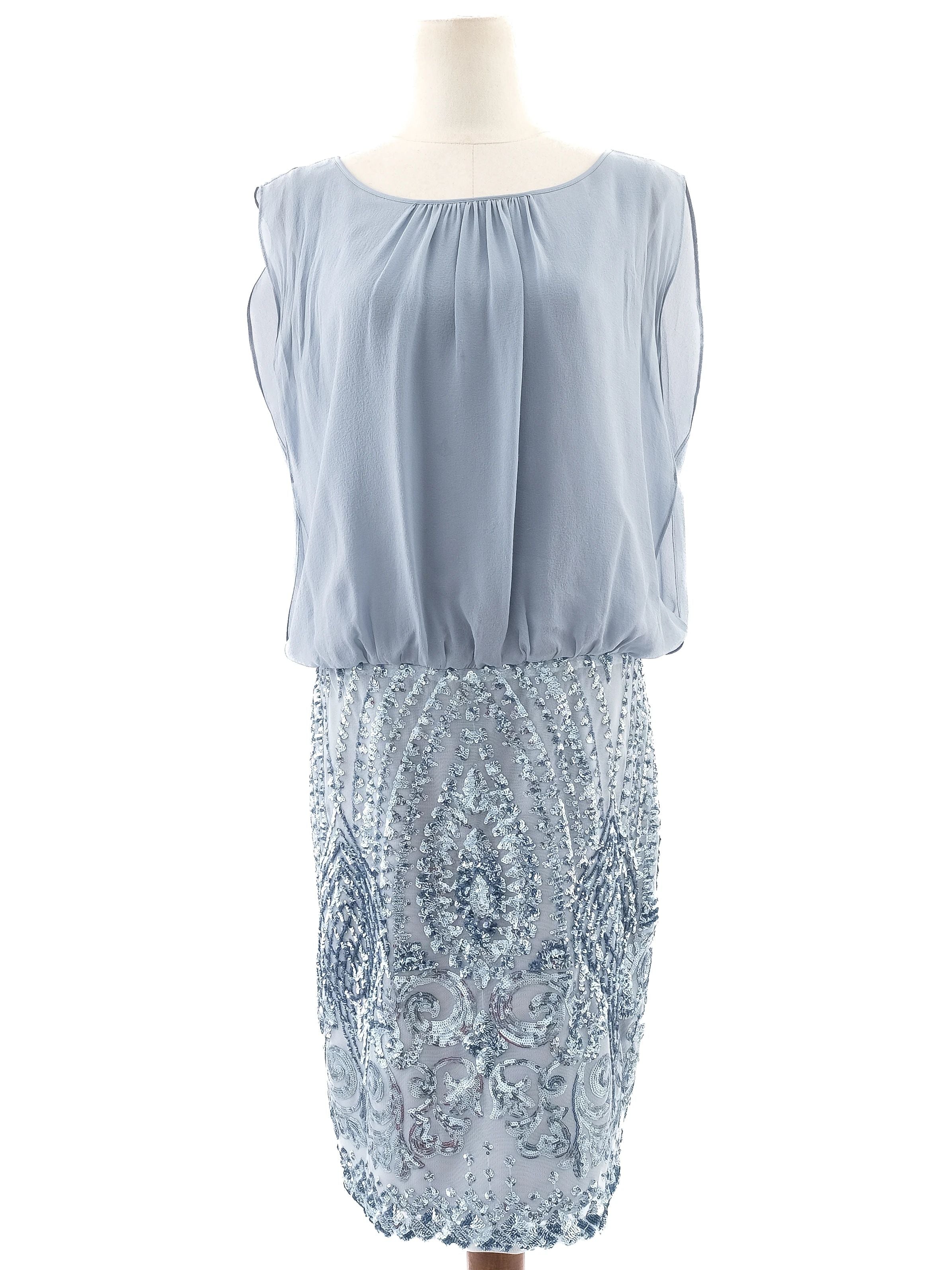 Excellent Luisa Spagnoli Blue Silk Evening Dress Size XL