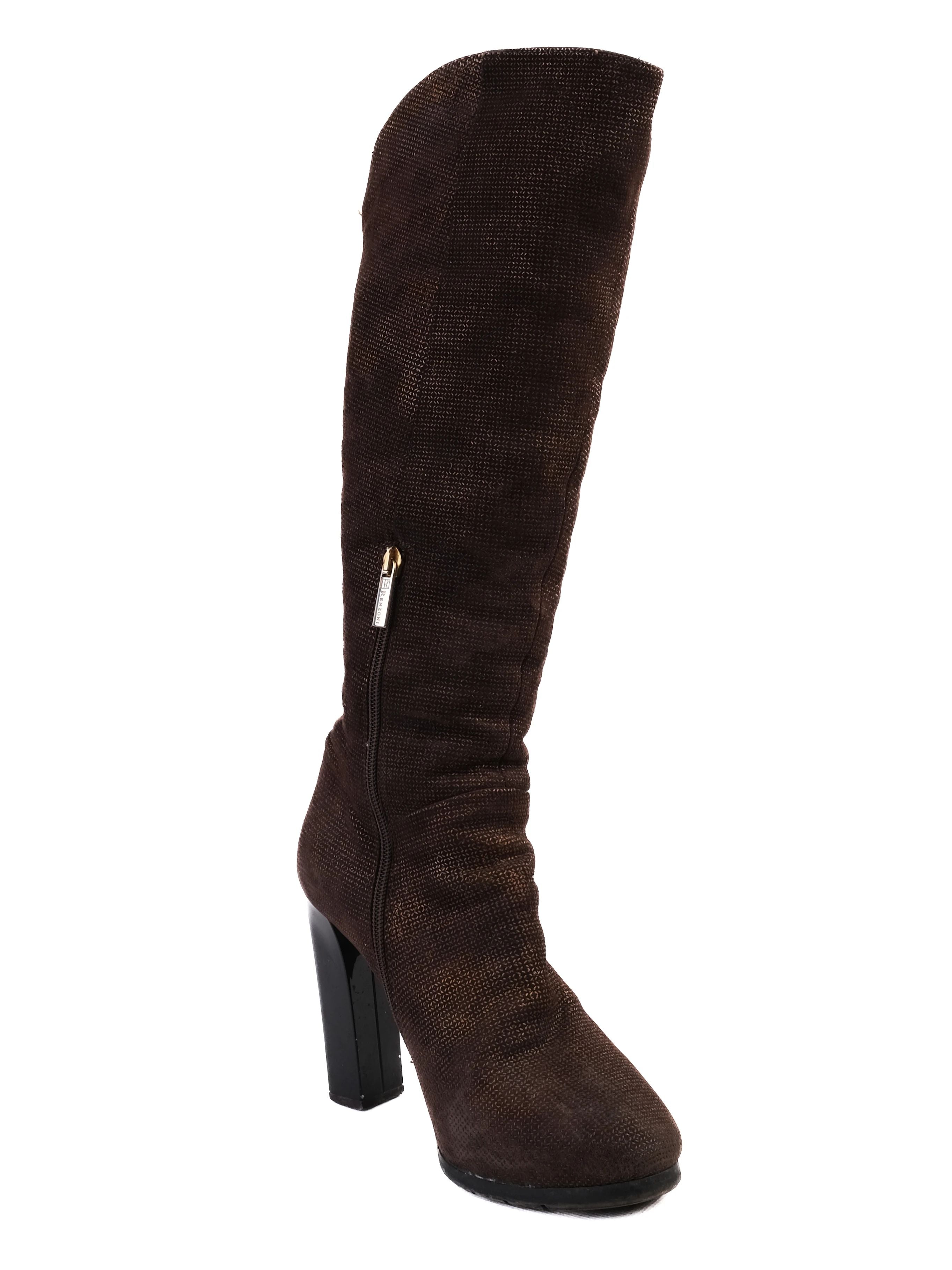 Excellent Renzoni Orange Leather Knee-High Boots Size 38