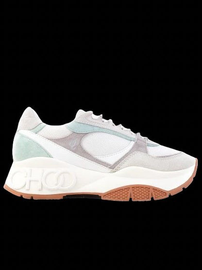 Perfect Jimmy Choo Women Sneakers White Gray Light Blue Fabric