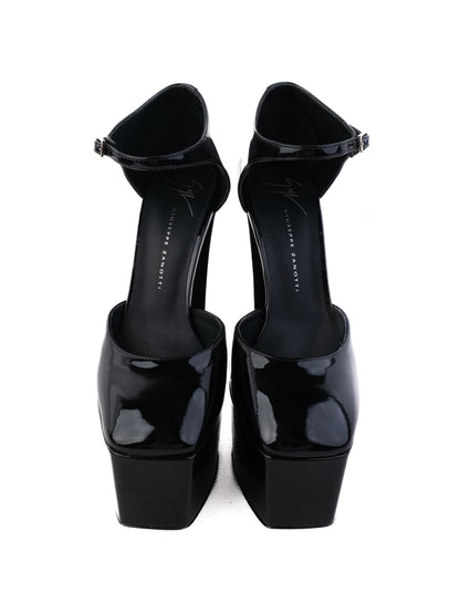 NEW Giuseppe Zanotti Black Leather Platform High Heels Size 35