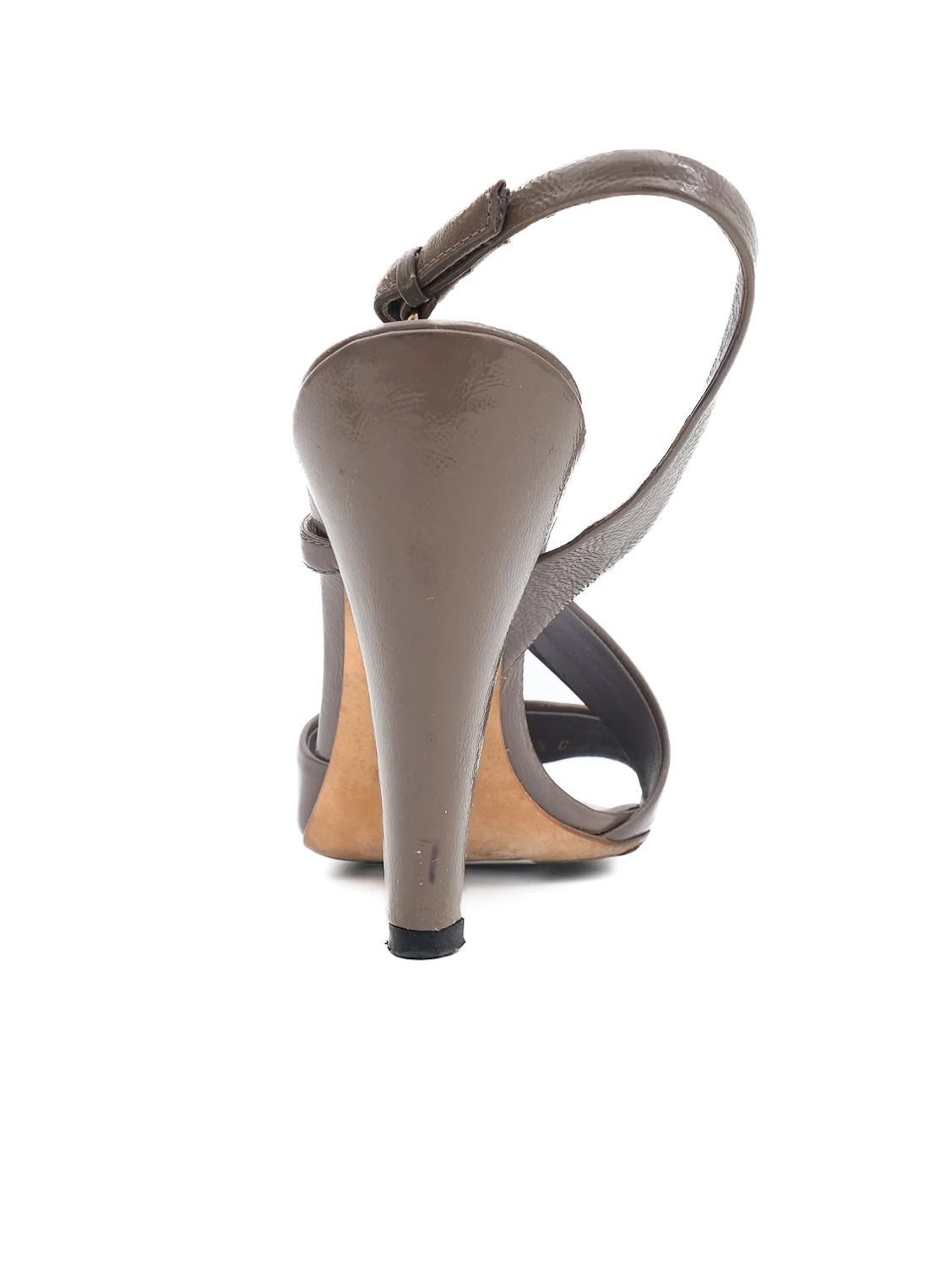 Gucci Gray High-Heeled Slingback Shoes Leather Size 35.5 Excellent