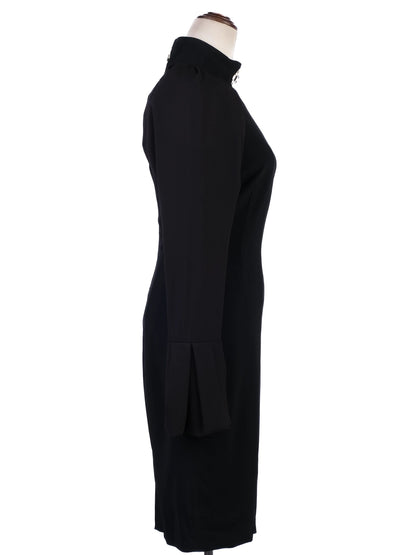 Excellent Elisabetta Franchi Black Long Sleeve Dress High Collar