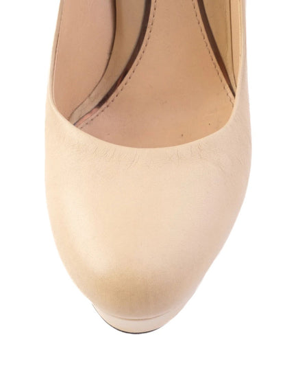 Excellent Gucci White High-Heeled Platform Shoes Leather Women&