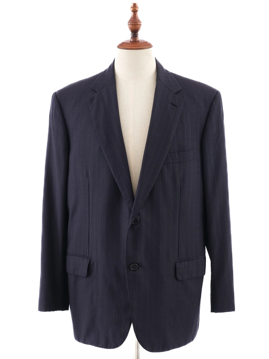 BRIONI Excellent Blue Cupro Suit Jacket Size XL Dark Pinstripe