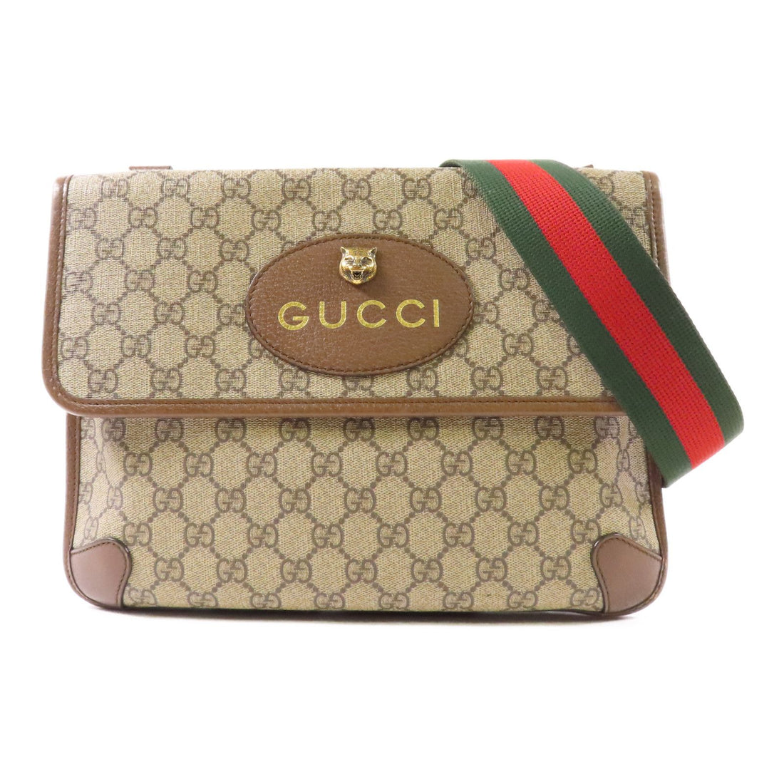 Gucci Painted Canvas Neo Vintage Medium Messenger Bag Golden Shoulder Bag Brown Beige/ebony Pvc Coated Ca