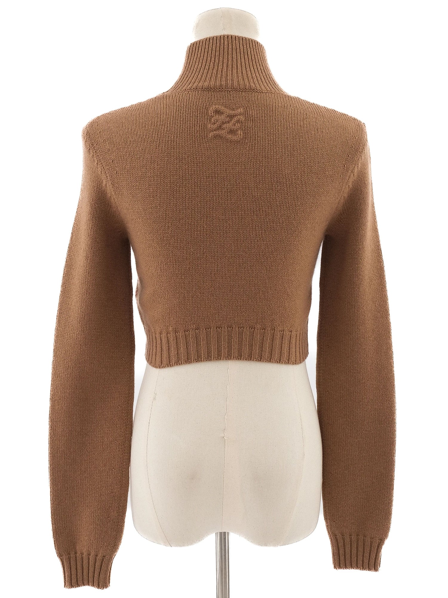 Perfect Fendi Orange Cashmere Cropped Turtleneck Sweater Size XS