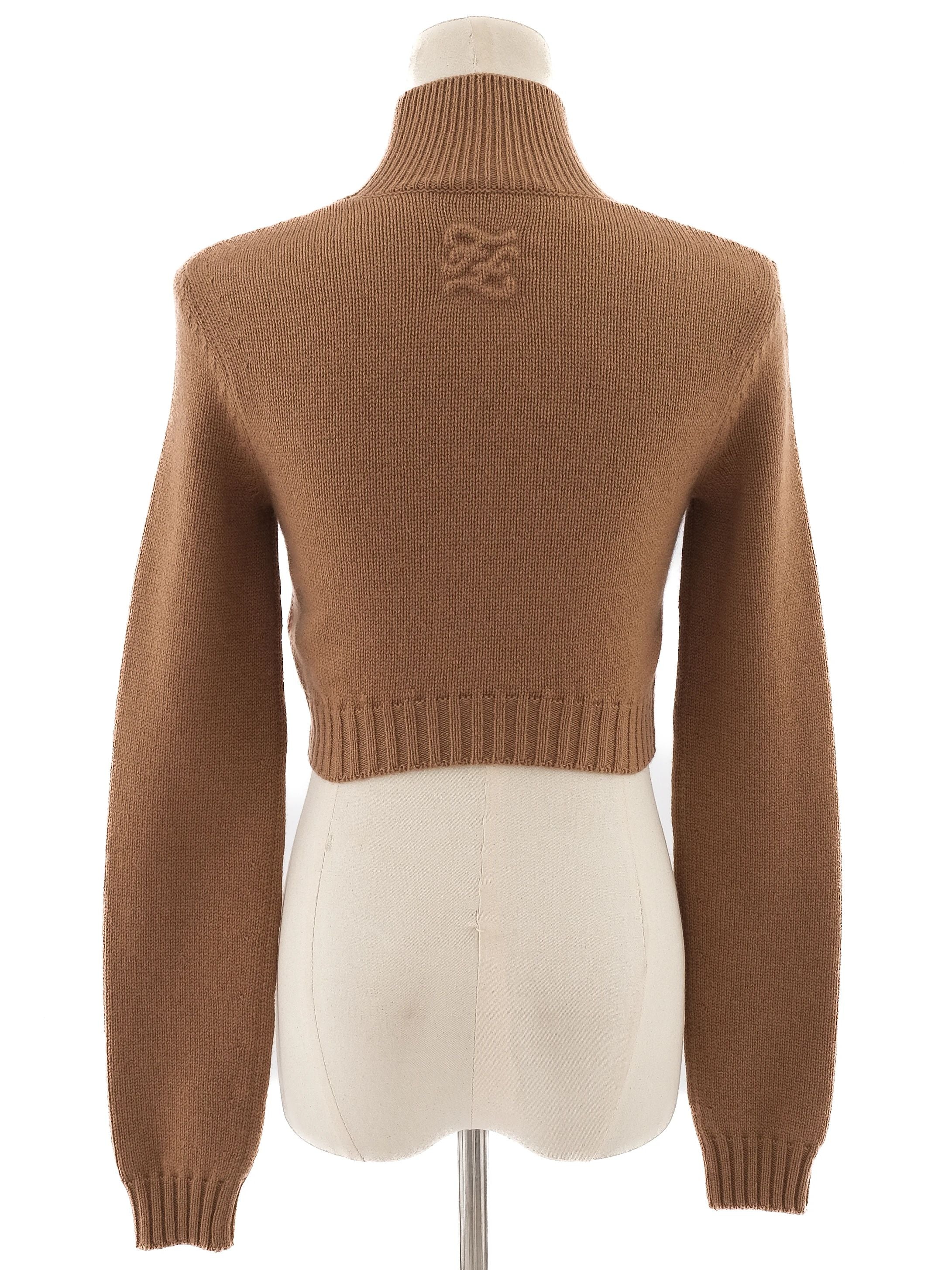 Perfect Fendi Orange Cashmere Cropped Turtleneck Sweater Size XS