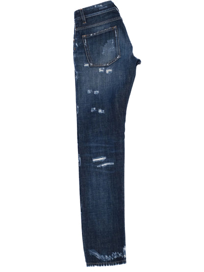 Excellent Dolce Gabbana Blue Distressed Denim Jeans Size XS