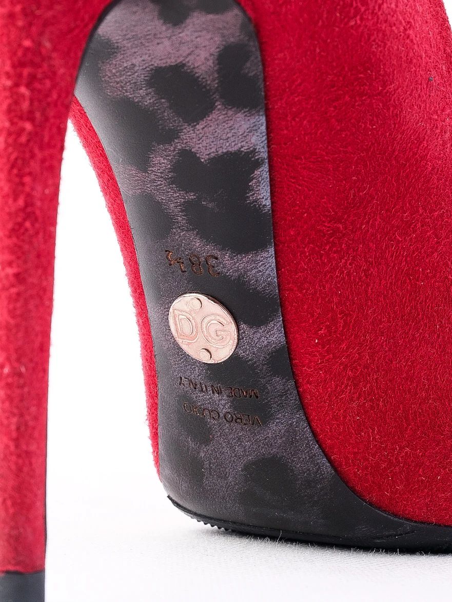 Excellent Dolce Gabbana Red Leather High-Heeled Shoes Size 38.5