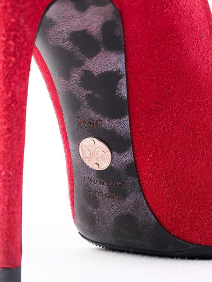 Excellent Dolce Gabbana Red Leather High-Heeled Shoes Size 38.5